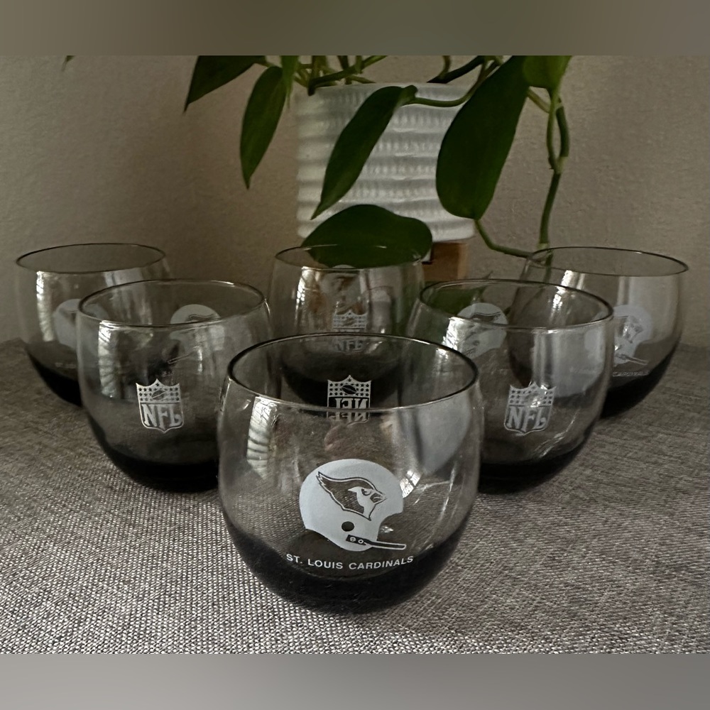 St Louis Cardinals NFL Smoke Glass Low Ball Tumblers. Set of 6